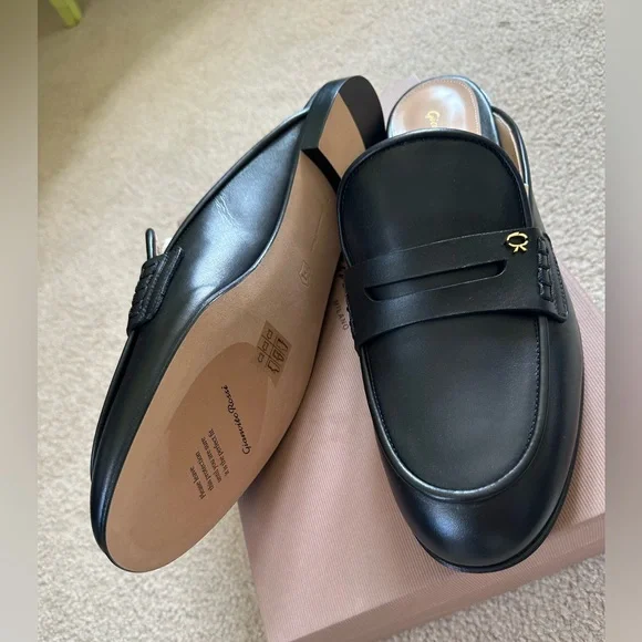 NIB Gianvito Rossi Florio Black Loafer calf Leather Mules Slides 41 10 - Picture 5 of 9